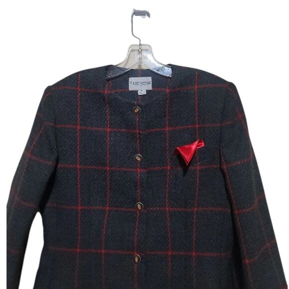 John Meyer Of Norwich Vintage Woolblend Gray and Red Coat Size 10 - Picture 3 of 9